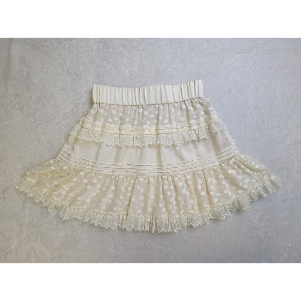 NEW Alexis Yakira Skirt Revolve Size XS Cream Ivory Ruffle Sequin Dots MSRP $385 - Picture 5 of 16